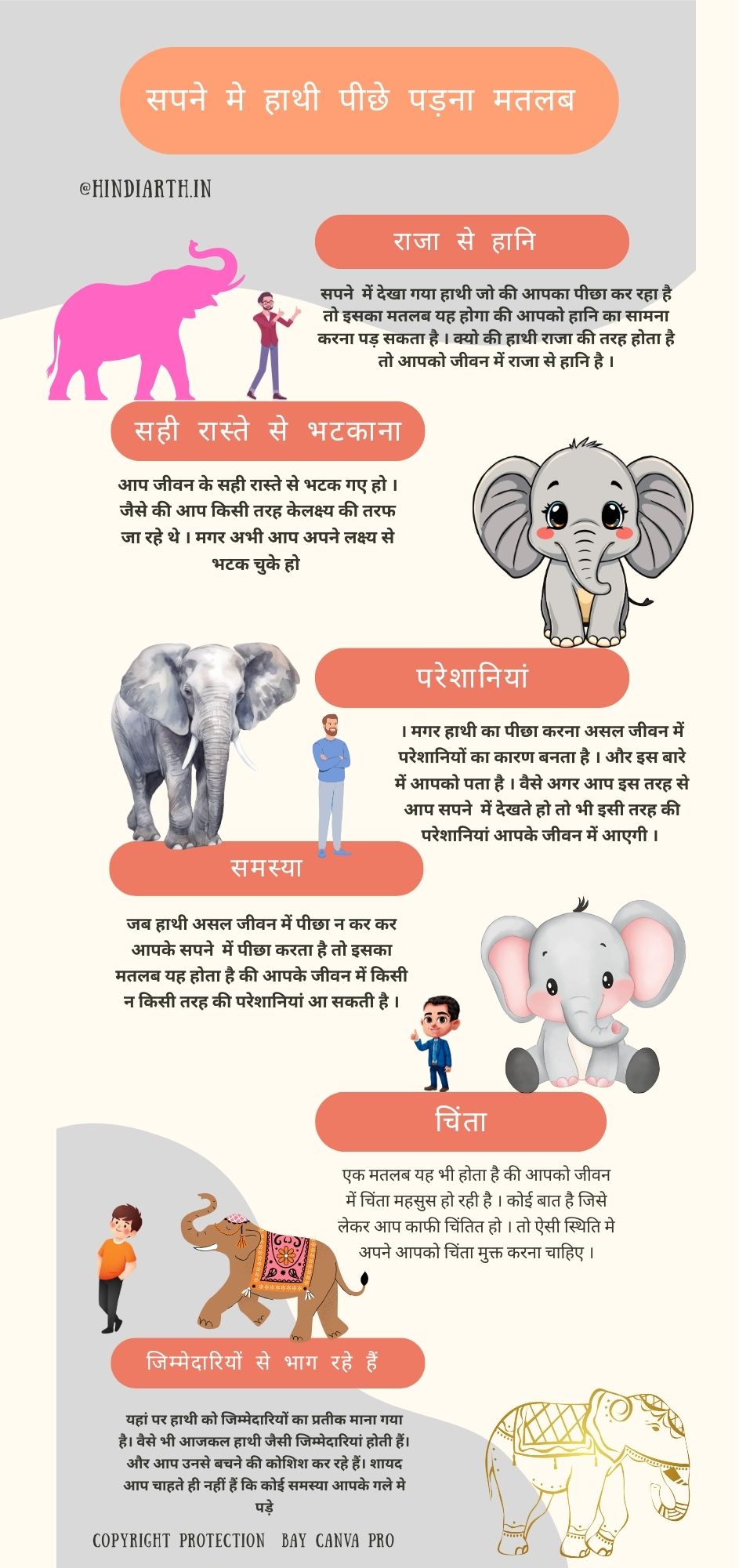 sapne me hathi ka piche padna 
