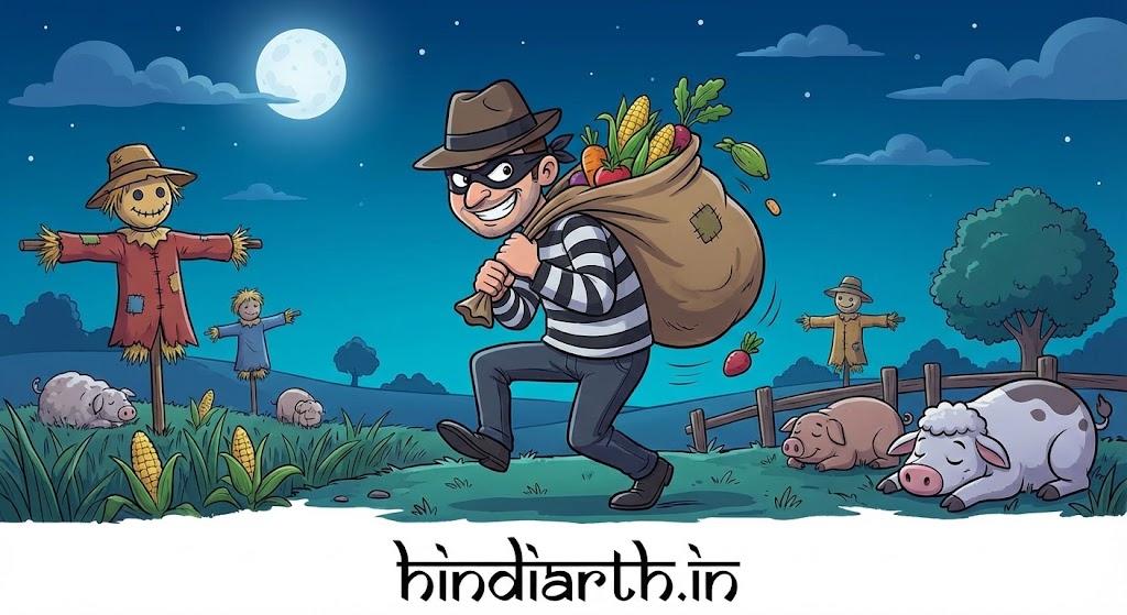 एक डाकू मेरे खेत की फसल काटने लगा ।