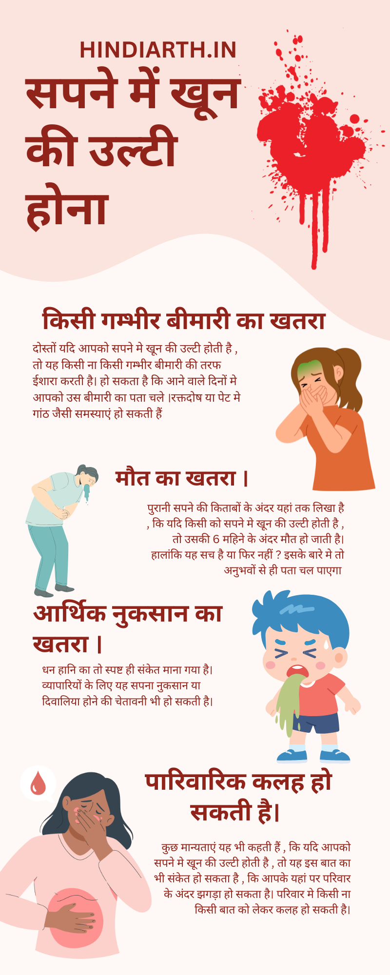 sapne mein khoon ki ulti hona meaning